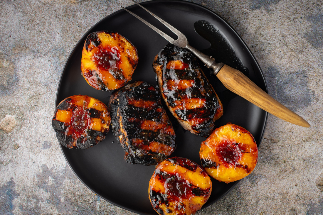 Maple Bourbon Grilled Pork Chops with Caramelized Apples